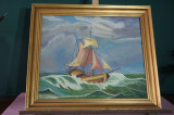 Barca pe mare (semnat, artist necunoscut), Portrete, Ulei, Altul