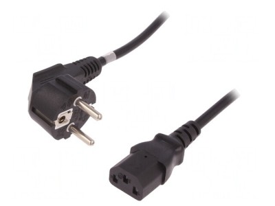 Cablu Alimentare 3x0,75mm2 cu Ștecăr Unghiular și Conector IEC C13 foto