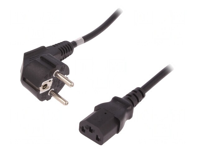 Cablu Alimentare 3x0,75mm2 cu Ștecăr Unghiular și Conector IEC C13
