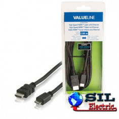 Cablu HDMI cu conector Ethernet - Conector HDMI mini 2,00 m negru foto