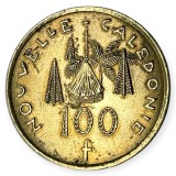 NOUA CALEDONIE 100 FRANCI CFP 2014 , KM 15a [2] VF, Australia si Oceania, Bronz-Aluminiu