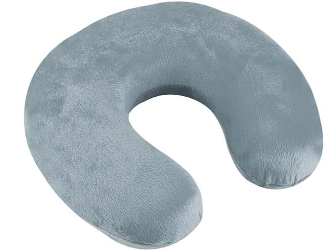 Pernă de Călătorie Ergonomică din Spumă cu Memorie, Gri, Densitate 40D, Dimensiuni 28.5x28x8.5 cm, Greutate 230g