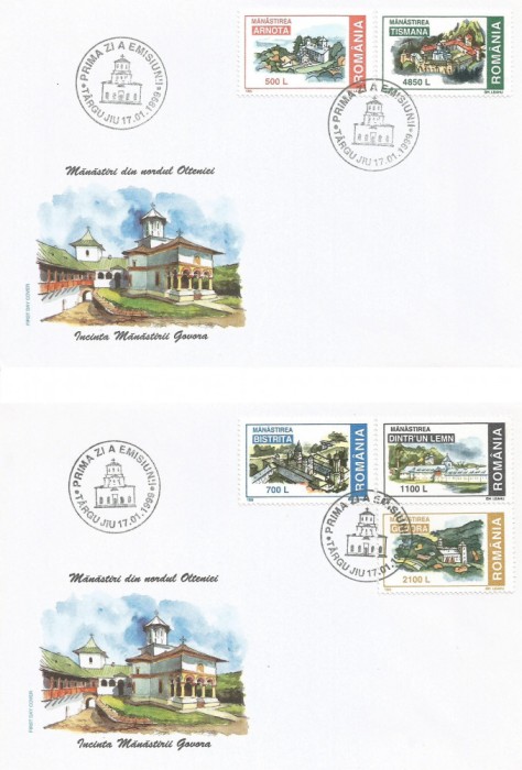 |Romania, LP 1475/1999, Manastiri din Nordul Olteniei, FDC