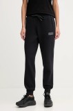 Napapijri pantaloni de trening M-Box femei, culoarea negru, cu imprimeu, NP0A4HZ60411