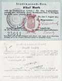 1914 (6 VIII), 5 mark (Geiger-068-72) - Franța (Stadtkassen-Bons, Colmar)