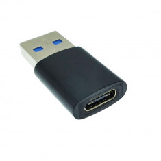 Adaptor OTG USB 3.1 tata la USB tip C mama, carcasa aluminiu, Data C 080, alimentare si transfer de date, negru