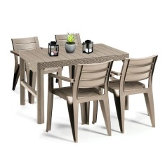 Set mobilier de grădină Julyon 4+1, culoare cappuccino