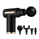 Aparat de masaj, 4 Capete Incluse, Autonomie Mare, Portabil, Pentru Gat, Spate, Maini, Picioare, Anti Celulita, Cu Motor Silentios, Negru, LCD, Percutii, Oem