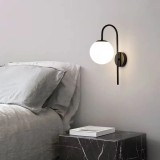 Cumpara ieftin Aplica Perete Glob Alb E14, Negru, 47cm, Metal/Sticla, Interior, Dormitor, Living, Baie, Bec LED/Incandescent