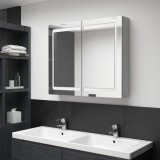 vidaXL Dulap de baie cu oglindă și LED, gri, 80x12x68 cm 326511