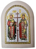 Cumpara ieftin Icoana argintata - Sfintii Imparati Constantin si Elena 15x21 cm