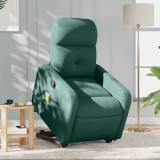 vidaXL Fotoliu rabatabil de masaj, cu ridicare, verde &icirc;nchis, textil