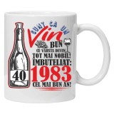 Cana alba personalizata &quot;Un Vin Bun 1983&quot; 40 ani, INOVATIX&reg;. 330ml, Oem