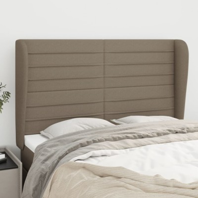 vidaXL Tăblie de pat cu aripioare gri taupe 147x23x118/128 cm textil 3118098 foto