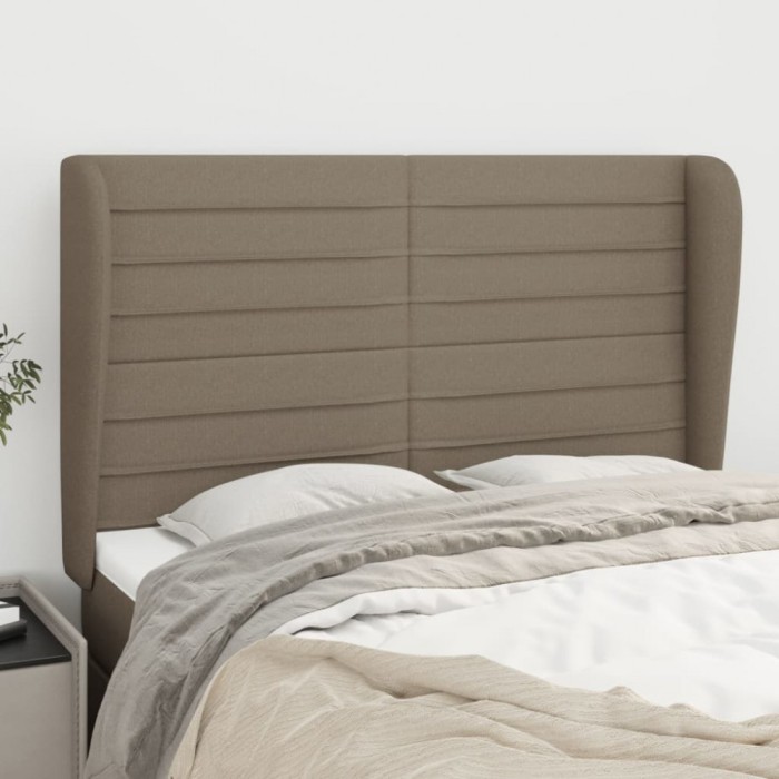 vidaXL Tăblie de pat cu aripioare gri taupe 147x23x118/128 cm textil 3118098