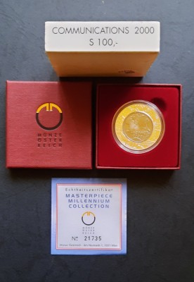 100 Schillings &amp;quot;Communications 2000&amp;quot;, Austria - Proof - A 5809 foto