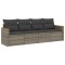 Set canapea de gradina cu perne, 4 piese, gri, poliratan