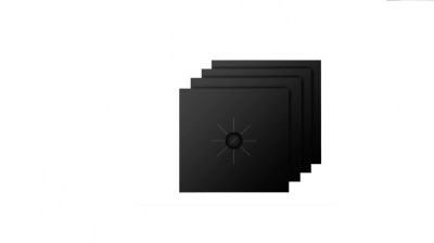 Set 4 folii de protectie reutilizabila pentru plita si aragaz, Teflon Negru, Calitate Premium foto