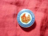 Insigna CEC Romania , metal si email , d=2cm