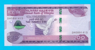 Bancnotă Etiopia (pick 56) 200 Birr 2012(2020) UNC serie: DH08914.. foto