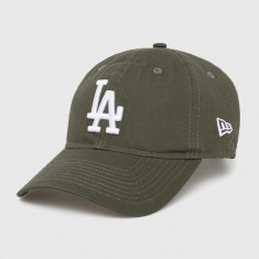 New Era șapcă de baseball din bumbac culoarea verde, cu imprimeu, LOS ANGELES DODGERS