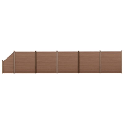 [neu.holz] Set Olimp gard WPC 5 panouri patrate si 1 panou inclinat AAWP-9905, 183 x 973 cm, lemn/plastic, maro HausGarden Leisure foto
