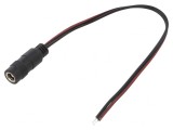 Cablu DC 5,5/2,5 Soclu Drept Negru 0,2m