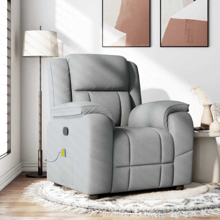 vidaXL Fotoliu de masaj rabatabil, gri deschis, textil