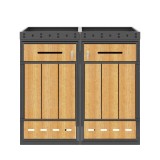 Cutie dublă pentru pubele, sistem dublu de separare a deșeurilor, 132x80x124 cm, Gri+Culoare naturală