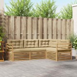 vidaXL Set de canapele de exterior 4 pcs Alb și Bej 3390388