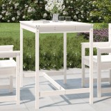 Masă grădină lemn masiv pin, alb 121x82.5x110 cm, blat robust, rezistentă UV, ideală terasă, curte