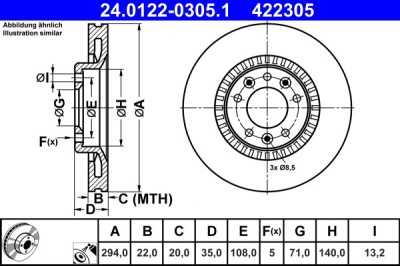 ATE 24.0122-0305.1 Disc frana foto