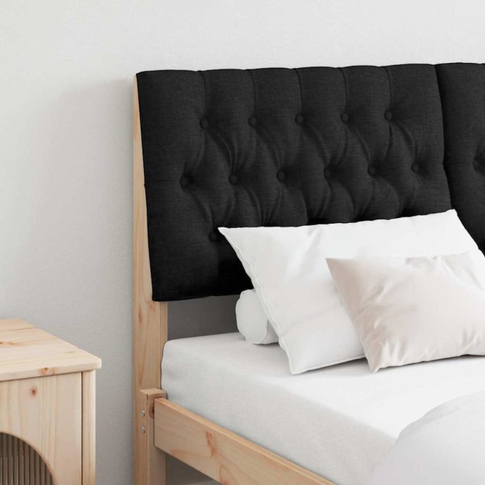 vidaXL Tăblie tapițată Negru 140 cm Lemn de pin masiv 879341