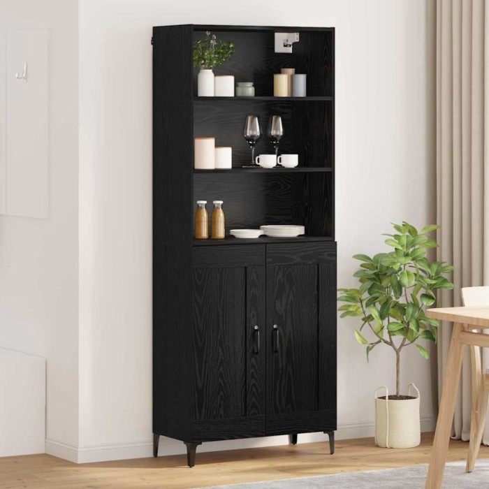 vidaXL Bufet Pe perete 2 pcs Stejar negru Lemn compozit 3403591