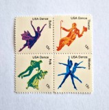 SUA Statele Unite ale Americii bloc de 4 val. MNH 1978 timbru Dansuri Americane, Arta, Nestampilat