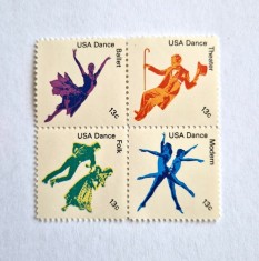 SUA Statele Unite ale Americii bloc de 4 val. MNH 1978 timbru Dansuri Americane foto