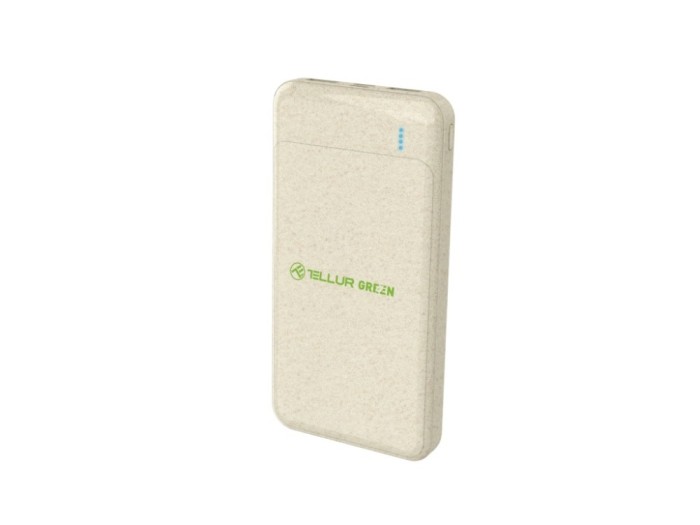 Baterie externa Tellur Green PD103 10000mAh 2xQC3.0 + PD 18W, crem
