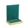 Expozitor Bijuterii Inele Cercei Time Veranda Smaranda SM5257, Tava Lemn Aurie cu Pernite Catifea Verde, Panou 30 Perechi Cercei 29x22cm