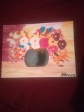 TABLOU PE PANZA CU SASIU NOU 30X40 CM VAS CU FLORI PRET DOAR 20 LEI