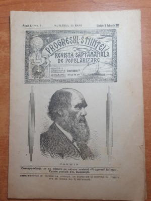 revista progresul stiintei 16 februarie 1919 - anul 1,nr.3-charles darwin foto