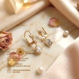 Cercei Lucea Cristalia cu pietre transparente in forma de picatura, placati cu aur 18K, 2,5 cm Brazilia