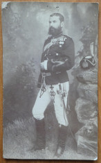 Foto pe carton gros , Ofiter superior in tinuta de gala , 1880 foto