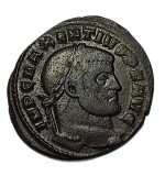 Maxentius AE Follis, Aeternitas (Castor și Pollux), Ostia (309-312 d. Hr.).