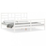 Cumpara ieftin Cadru pat cu tablie 200x200 cm, alb, lemn masiv