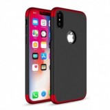 Cumpara ieftin Husa Full Body iPhone X, MyStyle, Fata Spate, Protectie 360, Anti-soc, Praf, Zgarieturi, Hard Case, Negru/Rosu