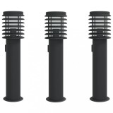 Cumpara ieftin Lampi de podea de exterior 3 buc negru 60 cm otel inoxidabil