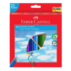 Creioane Colorate Faber-Castell Eco, 48 Buc/Set, Forma Triunghiulara, Ascutitoare Inclusa, Culori Asortate, Creion de Colorat, Creioane Colorate Faber foto