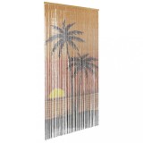 VidaXL Perdele ușă cu insecte imprimeu palmieri 90x220 cm bambus