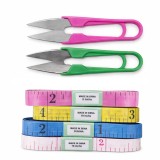 Set mini croitorie portabil, kit cusut compact cu 2 foarfeci, 4 mosore ata 48 cm, accesorii incluse, multicolor