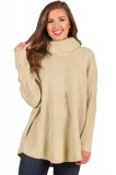 N643-813 Pulover calduros din apricot cu guler inalt, L, M, S/M